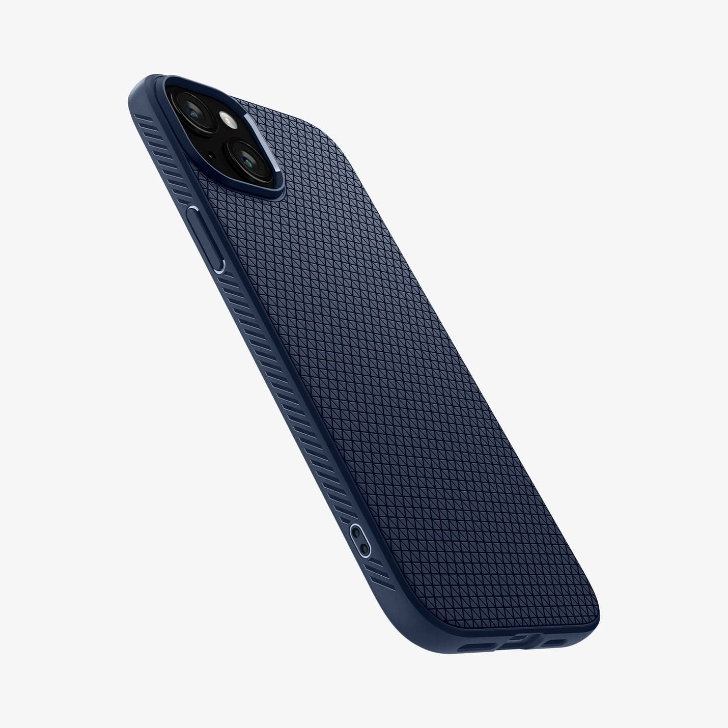 ACS06791 - iPhone 15 Case Liquid Air in navy blue showing the back and side