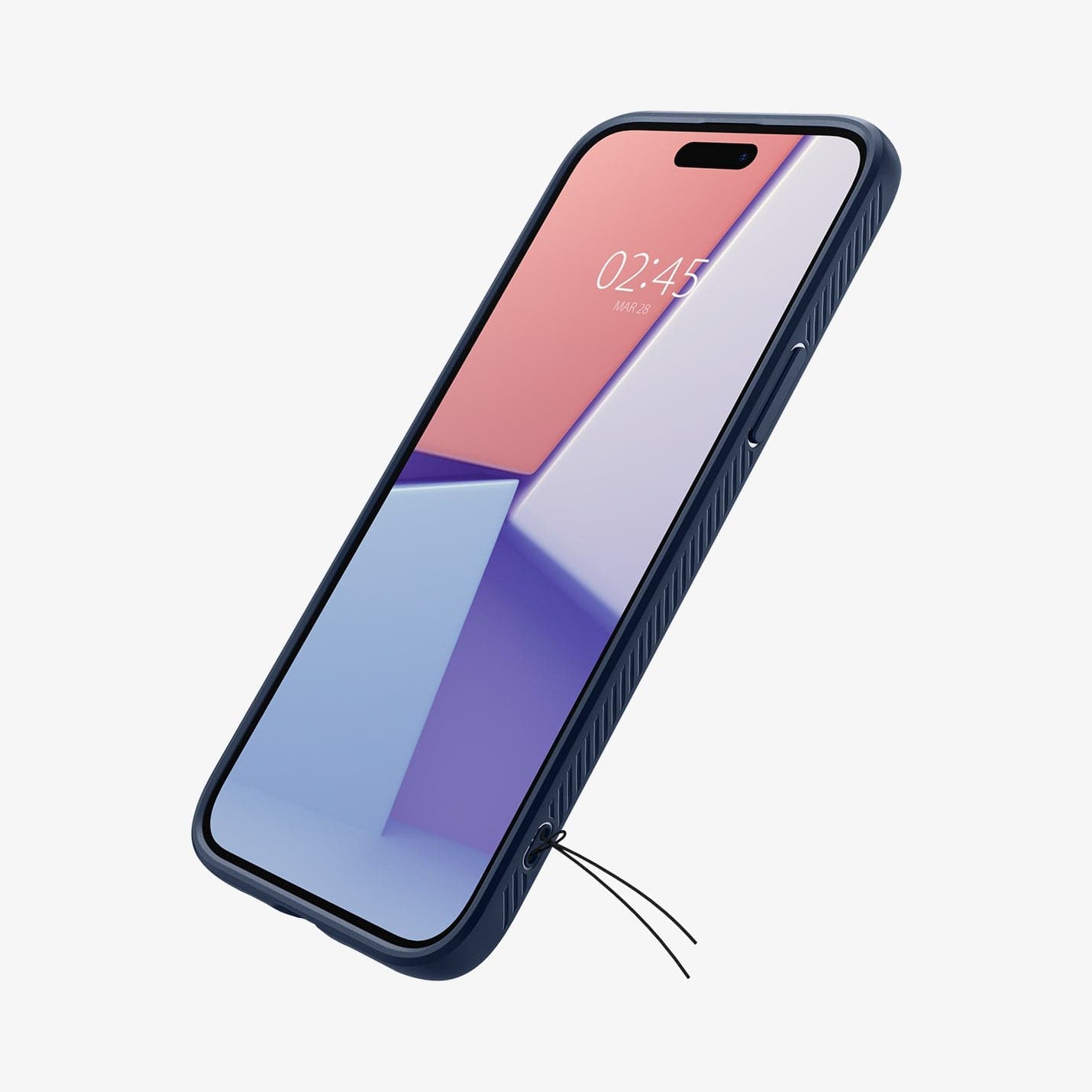 ACS06791 - iPhone 15 Case Liquid Air in navy blue showing the front and side