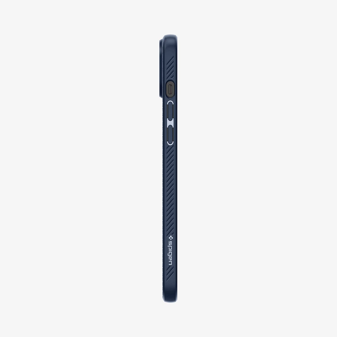 ACS06791 - iPhone 15 Case Liquid Air in navy blue showing the side with volume controls