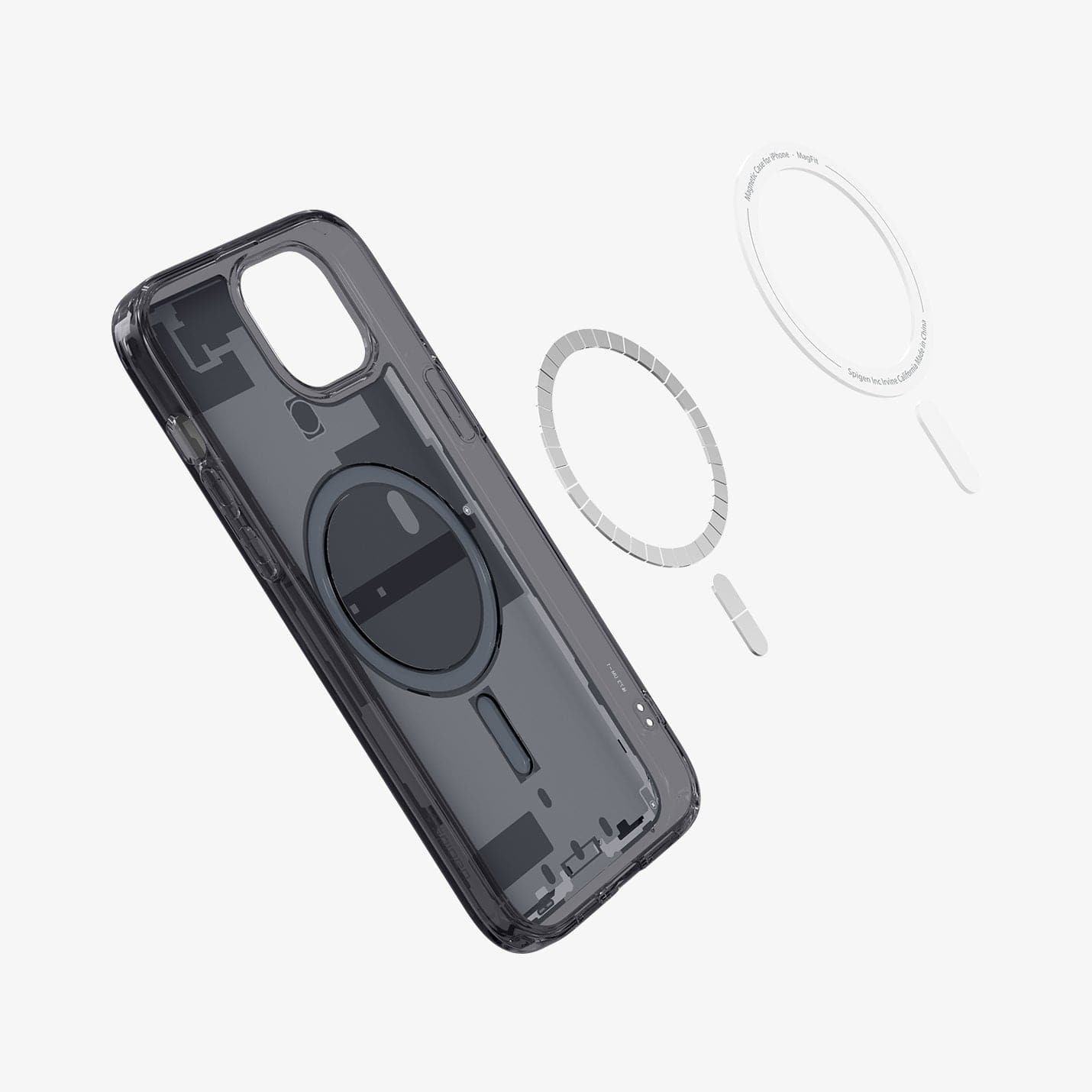 ACS06806 - iPhone 15 Case Ultra Hybrid Zero One showing the inside magnetic ring layers