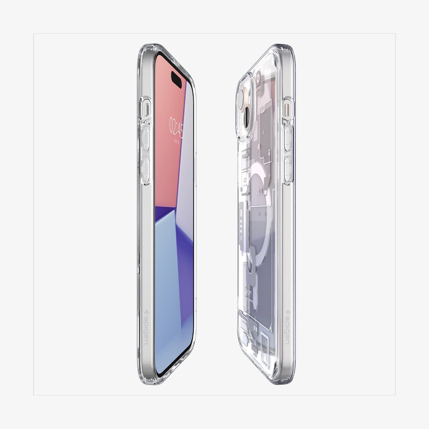 ACS07037 - iPhone 15 Case Ultra Hybrid Zero One in white showing the sides, partial front and back