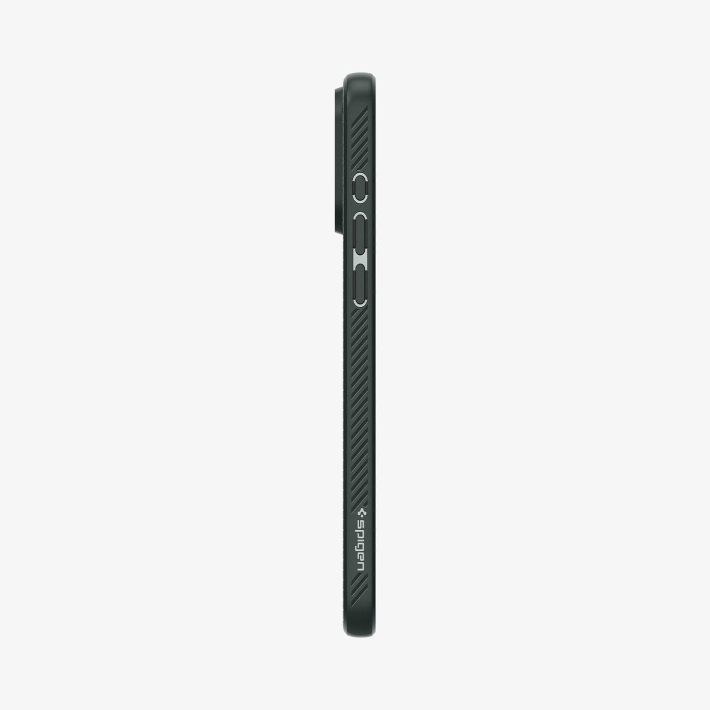 ACS06706 - iPhone 15 Pro Case Liquid Air in abyss green showing the side with volume controls