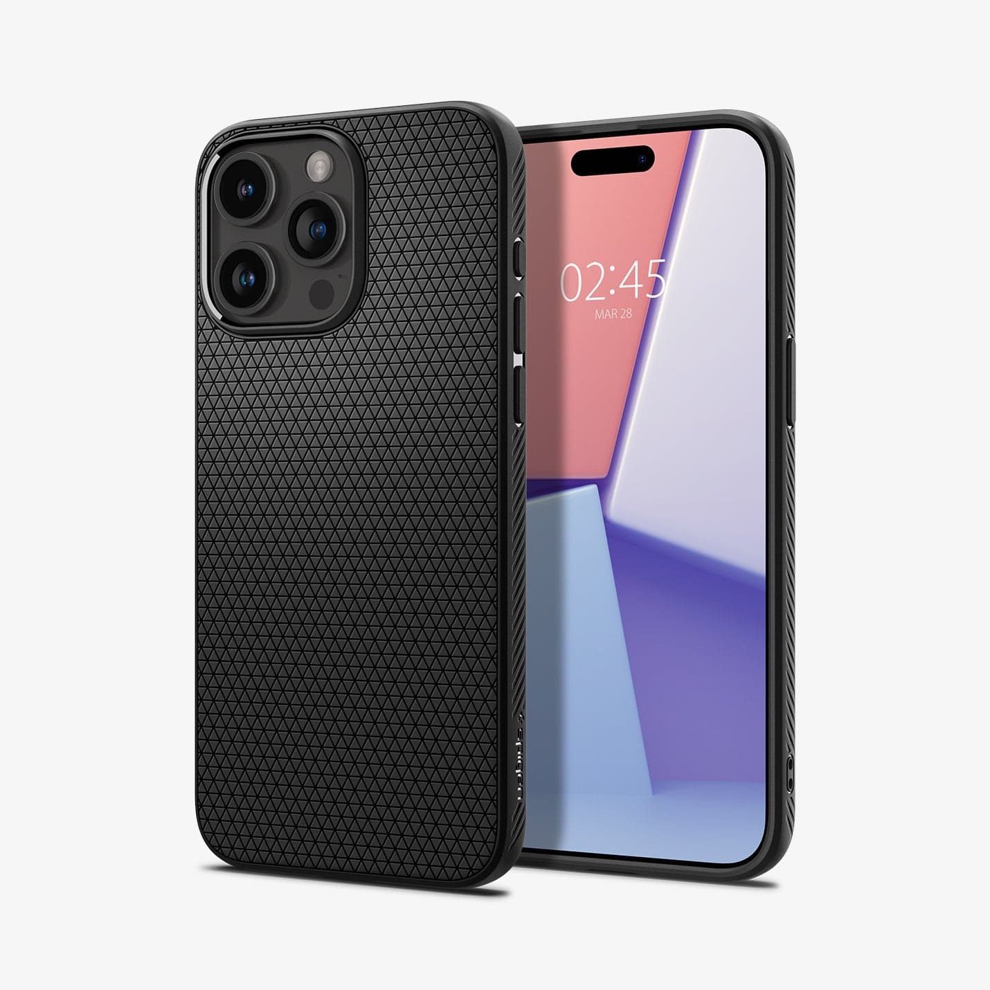 ACS06704 - iPhone 15 Pro Case Liquid Air in matte black showing the back and front
