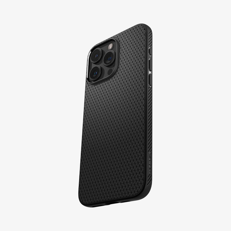 ACS06704 - iPhone 15 Pro Case Liquid Air in matte black showing the back, partial side and bottom