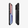 ACS06704 - iPhone 15 Pro Case Liquid Air in matte black showing the sides, partial front and back