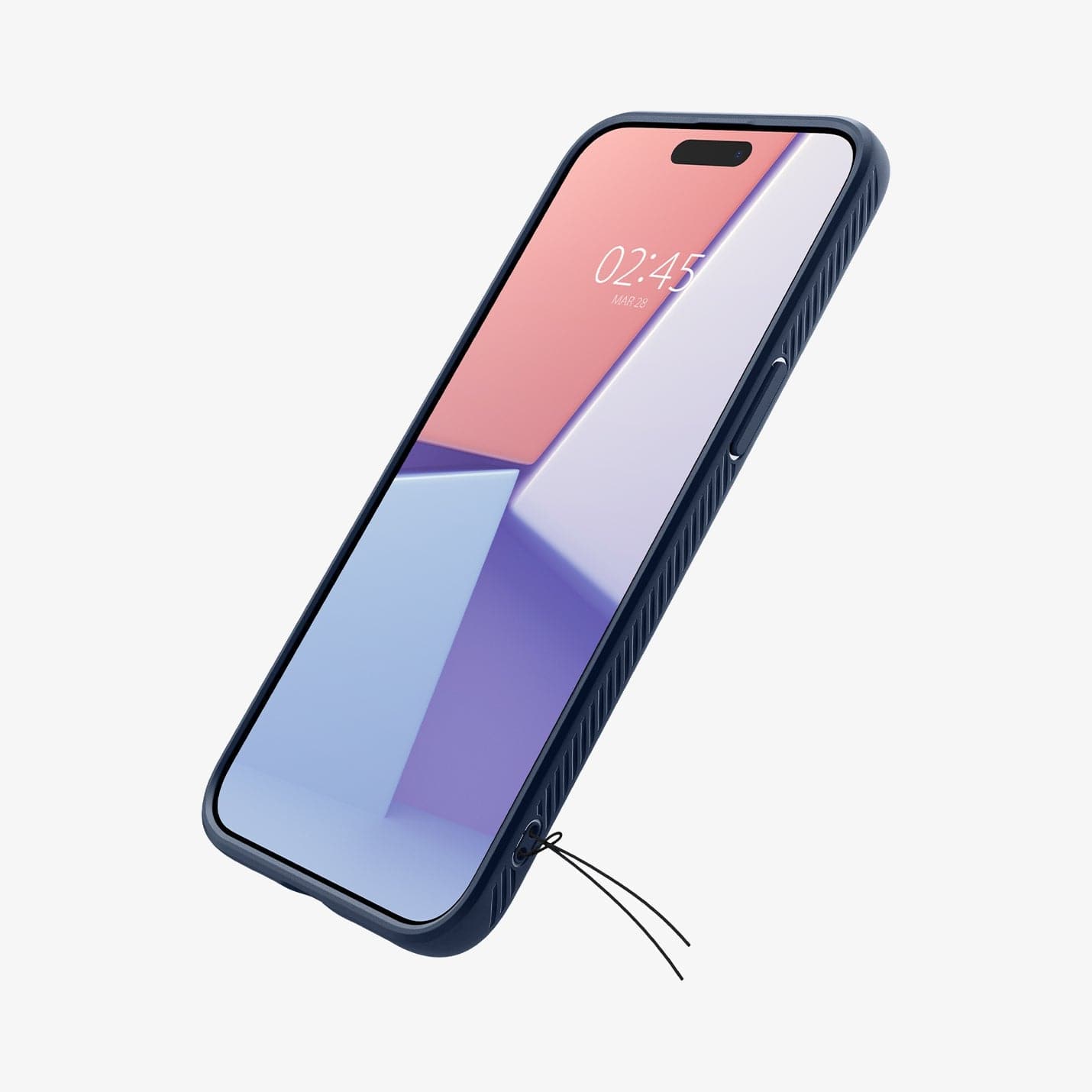ACS06705 - iPhone 15 Pro Case Liquid Air in navy blue showing the front and side