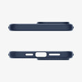 ACS06705 - iPhone 15 Pro Case Liquid Air in navy blue showing the top and bottom with precise cutouts