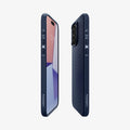 ACS06705 - iPhone 15 Pro Case Liquid Air in navy blue showing the sides, partial front and back