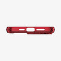 ACS07057 - iPhone 15 Pro Case Ultra Hybrid (MagFit) in frost deep red showing the bottom with precise cutouts