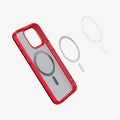 ACS07057 - iPhone 15 Pro Case Ultra Hybrid (MagFit) in frost deep red showing the inside magnetic ring layers
