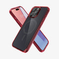 ACS07057 - iPhone 15 Pro Case Ultra Hybrid (MagFit) in frost deep red showing the back, front and sides