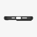 ACS06720 - iPhone 15 Pro Case Ultra Hybrid (MagFit) in frost black showing the bottom with precise cutouts