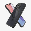 ACS06720 - iPhone 15 Pro Case Ultra Hybrid (MagFit) in frost black showing the back, front and sides