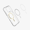 ACS06718 - iPhone 15 Pro Case Ultra Hybrid (MagFit) in gold showing the magnetic ring layers