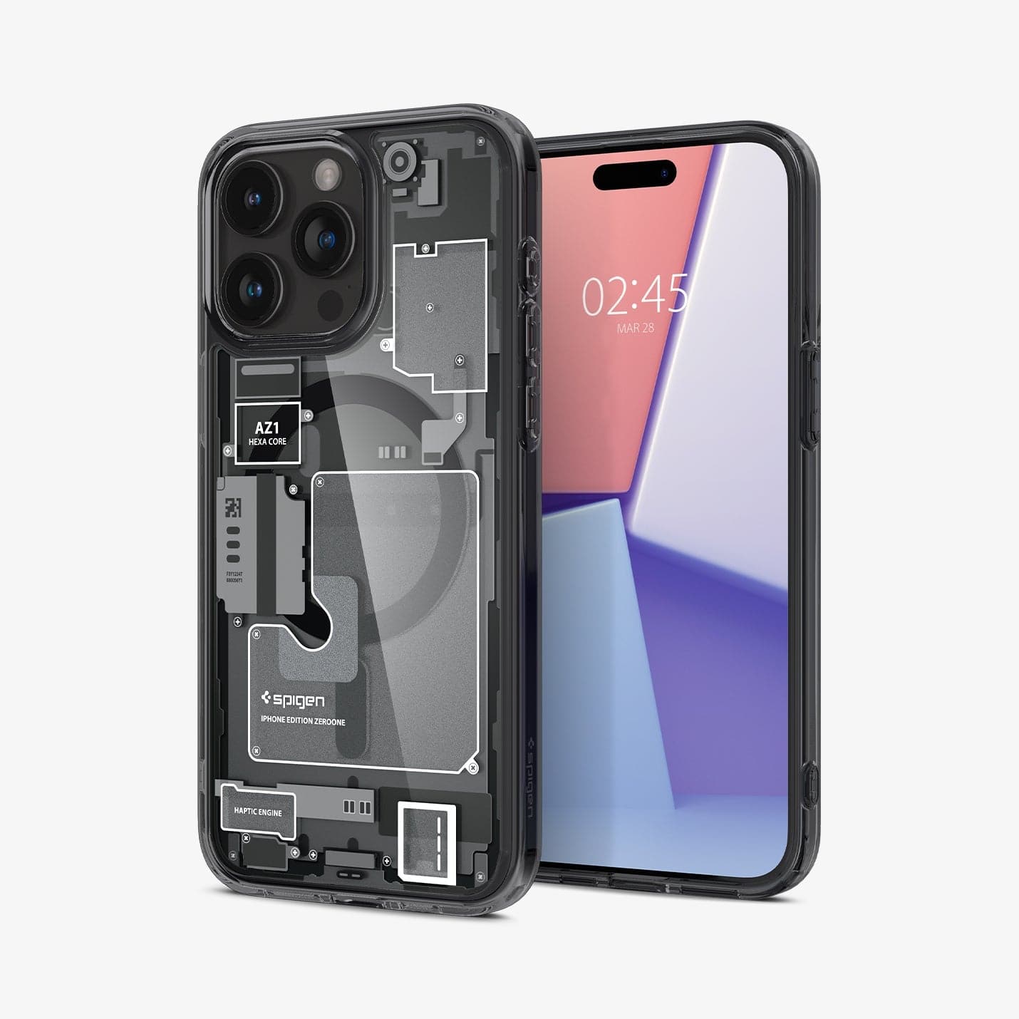 ACS06721 - iPhone 15 Pro Case Ultra Hybrid Zero One showing the back and front
