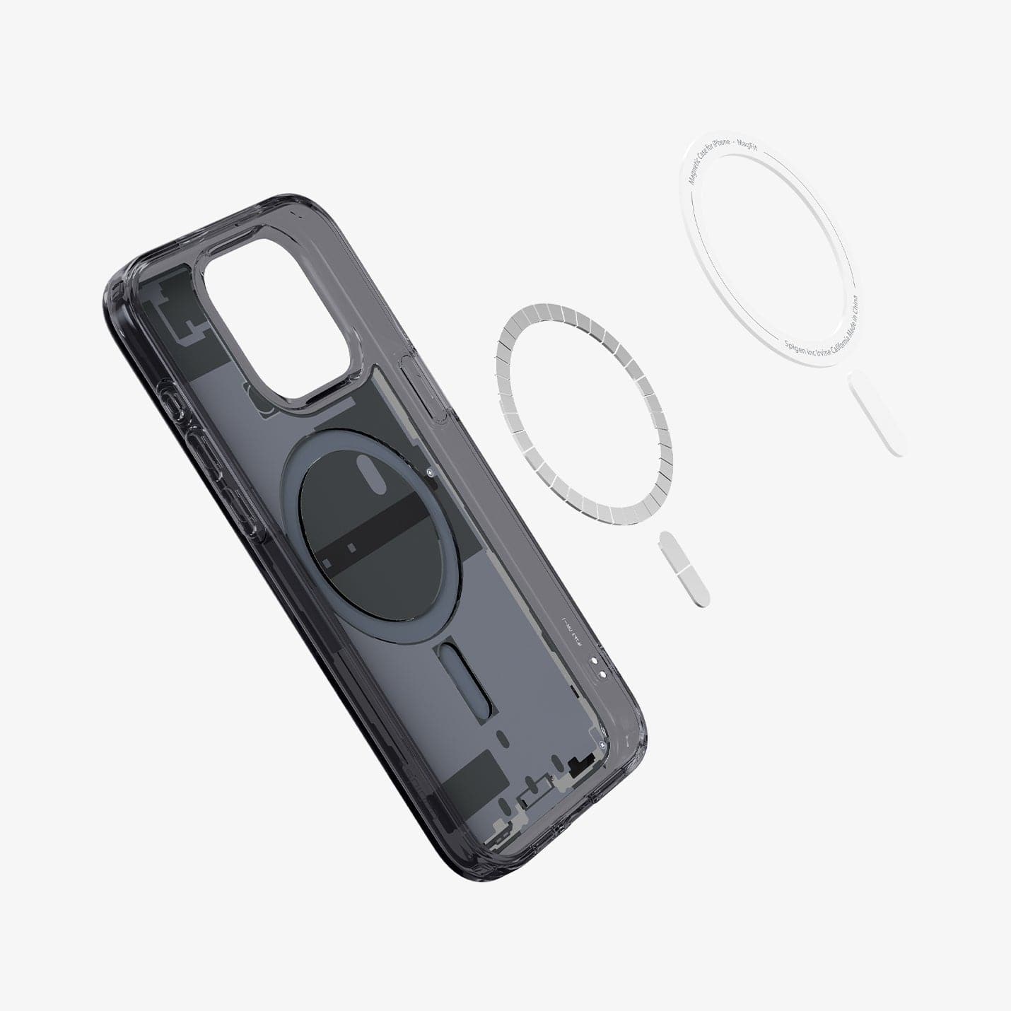ACS06721 - iPhone 15 Pro Case Ultra Hybrid Zero One showing the inside magnetic ring layers