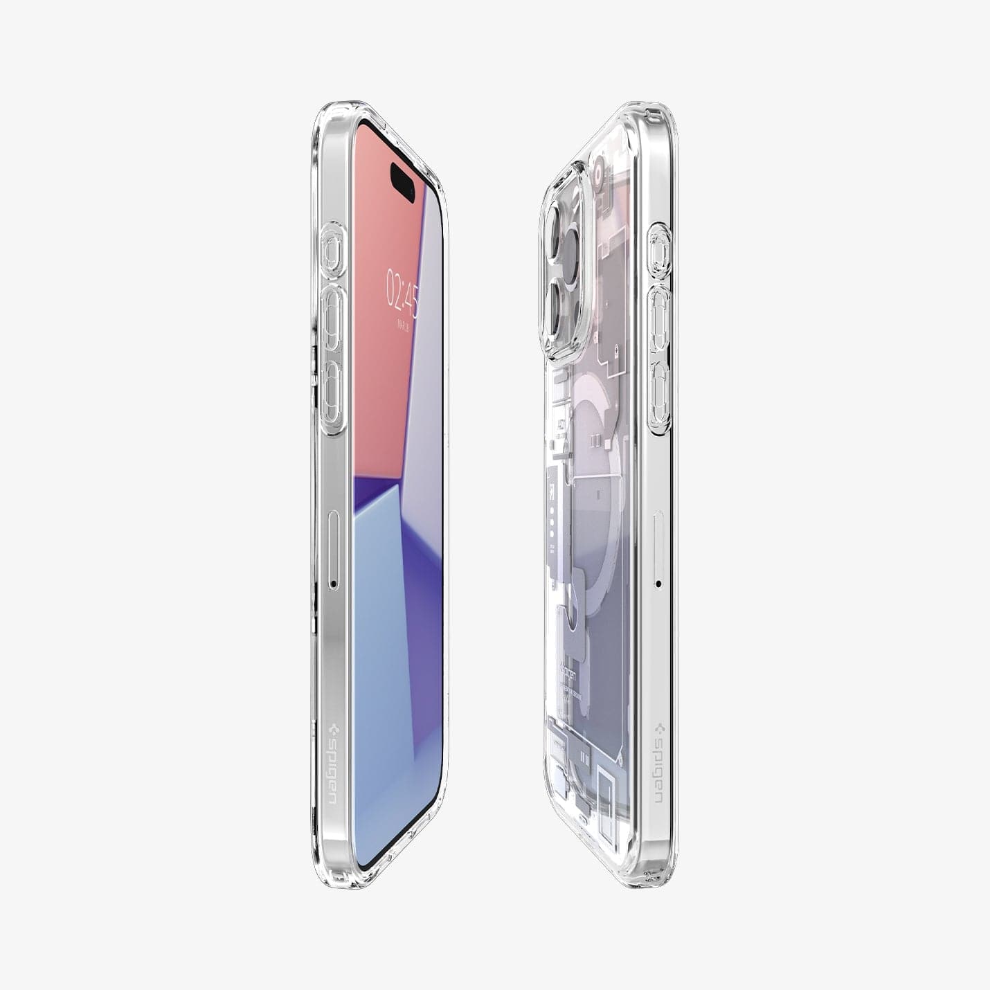 ACS07036 - iPhone 15 Pro Case Ultra Hybrid Zero One in white showing the sides, partial front and back