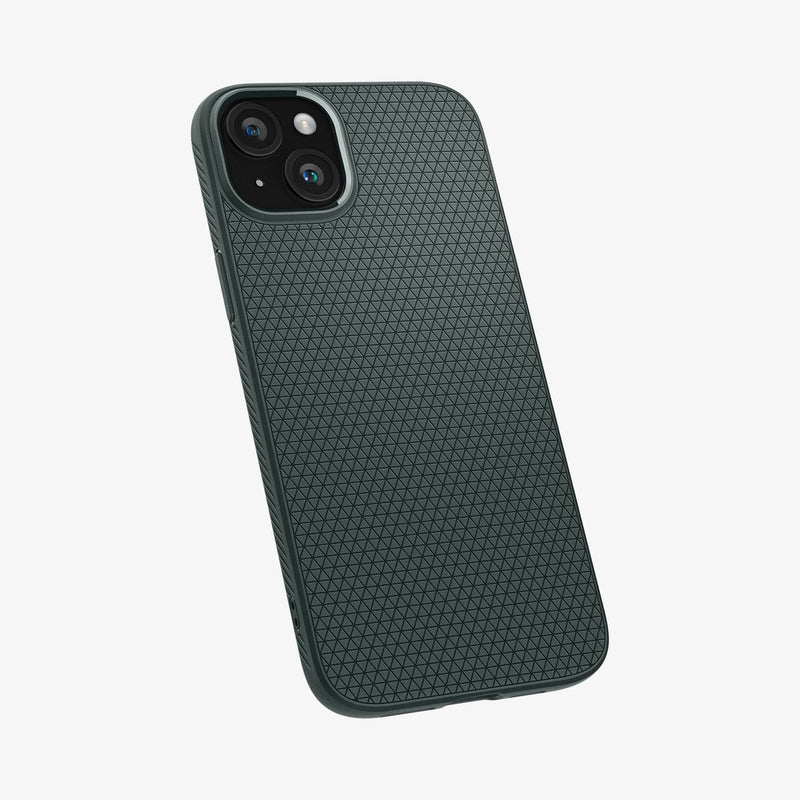 ACS06652 - iPhone 15 Plus Case Liquid Air in abyss green showing the back and partial side