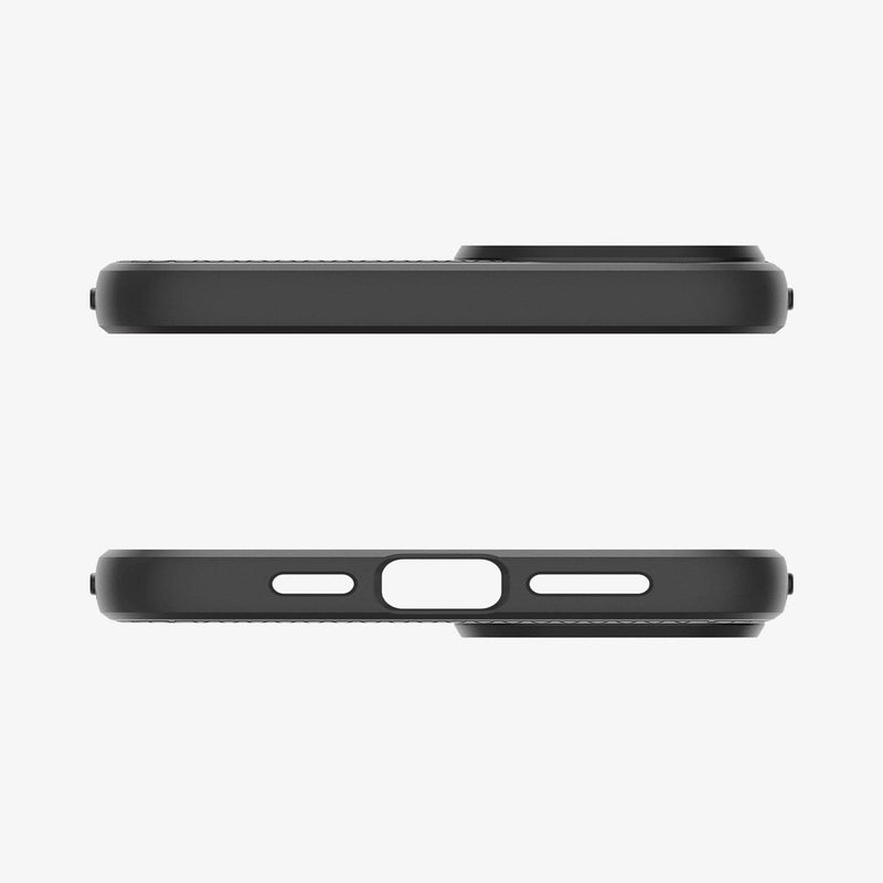 ACS06650 - iPhone 15 Plus Case Liquid Air in matte black showing the top and bottom