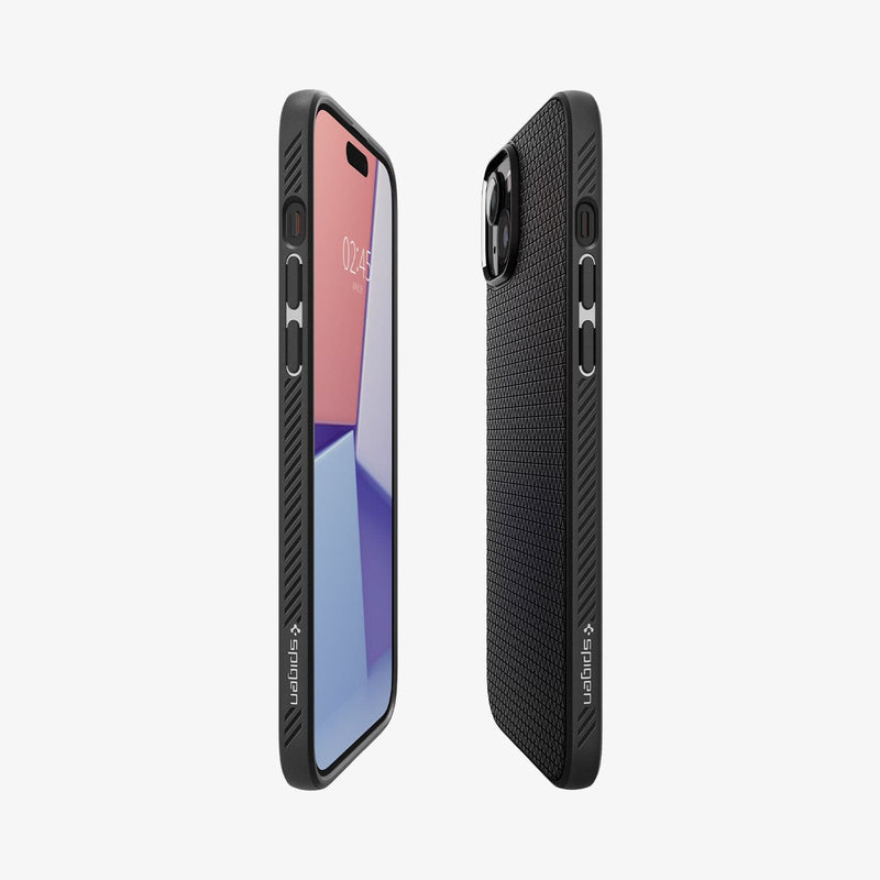 ACS06650 - iPhone 15 Plus Case Liquid Air in matte black showing the sides, partial front and back