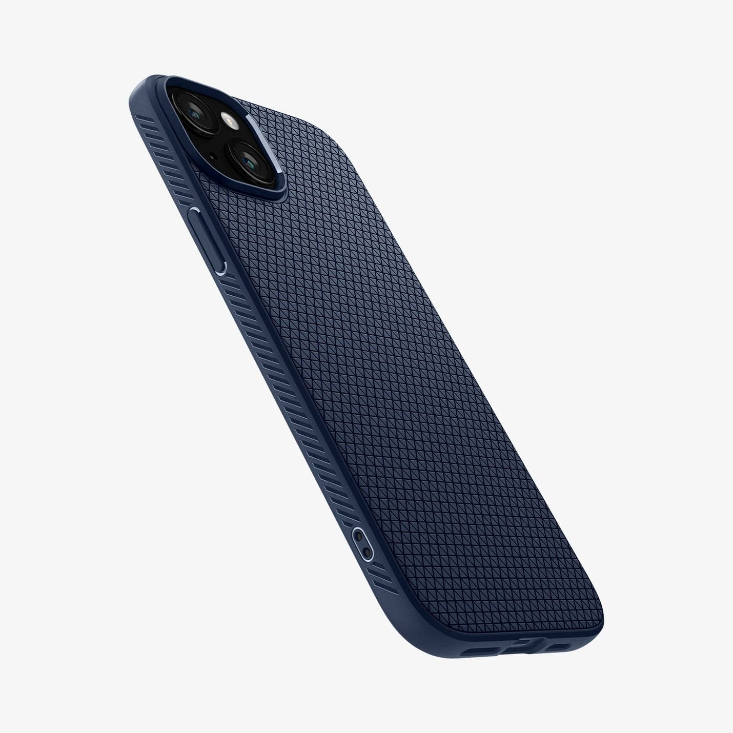 ACS06651 - iPhone 15 Plus Case Liquid Air in navy blue showing the back and side