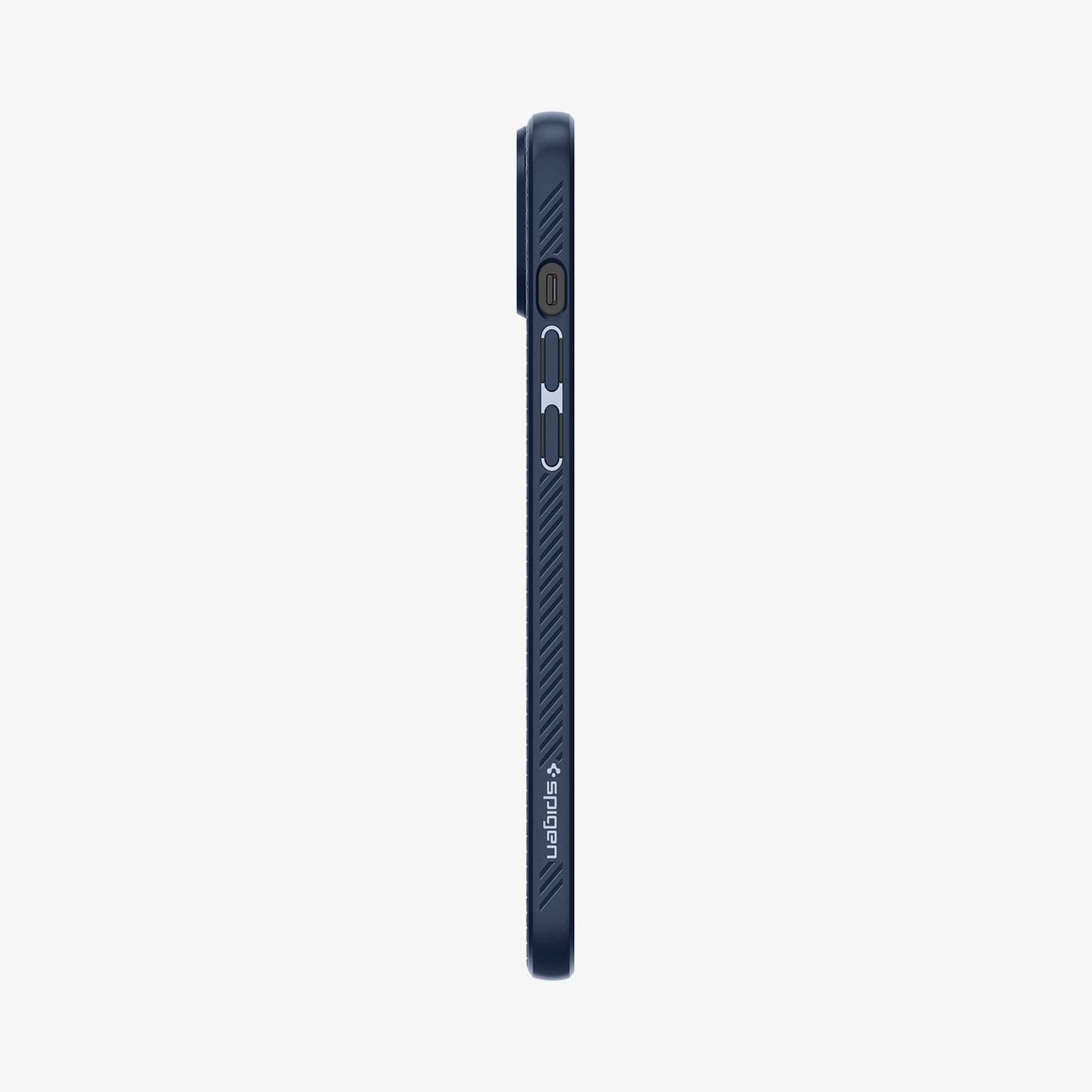 ACS06651 - iPhone 15 Plus Case Liquid Air in navy blue showing the side with volume controls