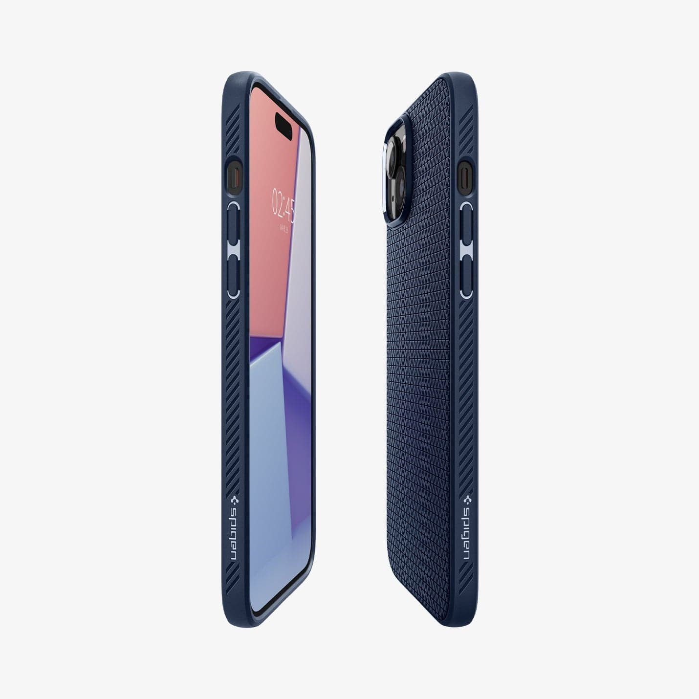 ACS06651 - iPhone 15 Plus Case Liquid Air in navy blue showing the side, partial front and back