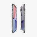 ACS06663 - iPhone 15 Plus Case Ultra Hybrid (MagFit) in carbon fiber showing the sides, partial front and back