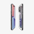 ACS06576 - iPhone 15 Pro Max Case Ultra Hybrid (MagFit) in crystal clear showing the sides, partial front and back