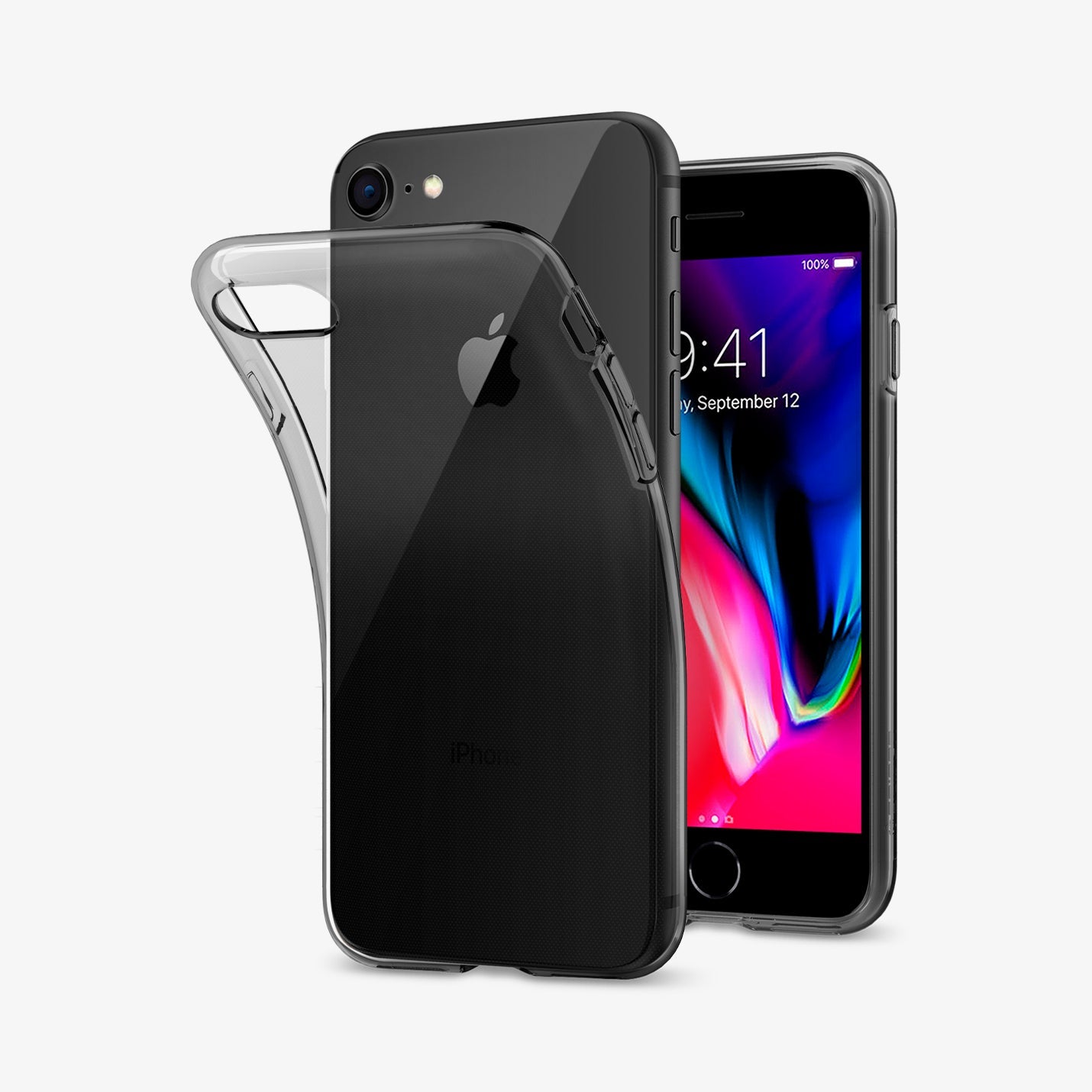 ACS00942 - iPhone SE Liquid Crystal case in clear showing the back and front