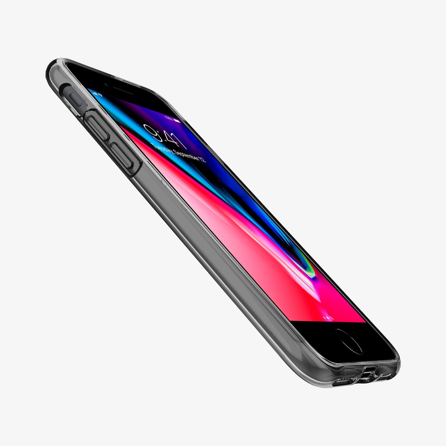 ACS00942 - iPhone SE Liquid Crystal case in clear showing the front tilted
