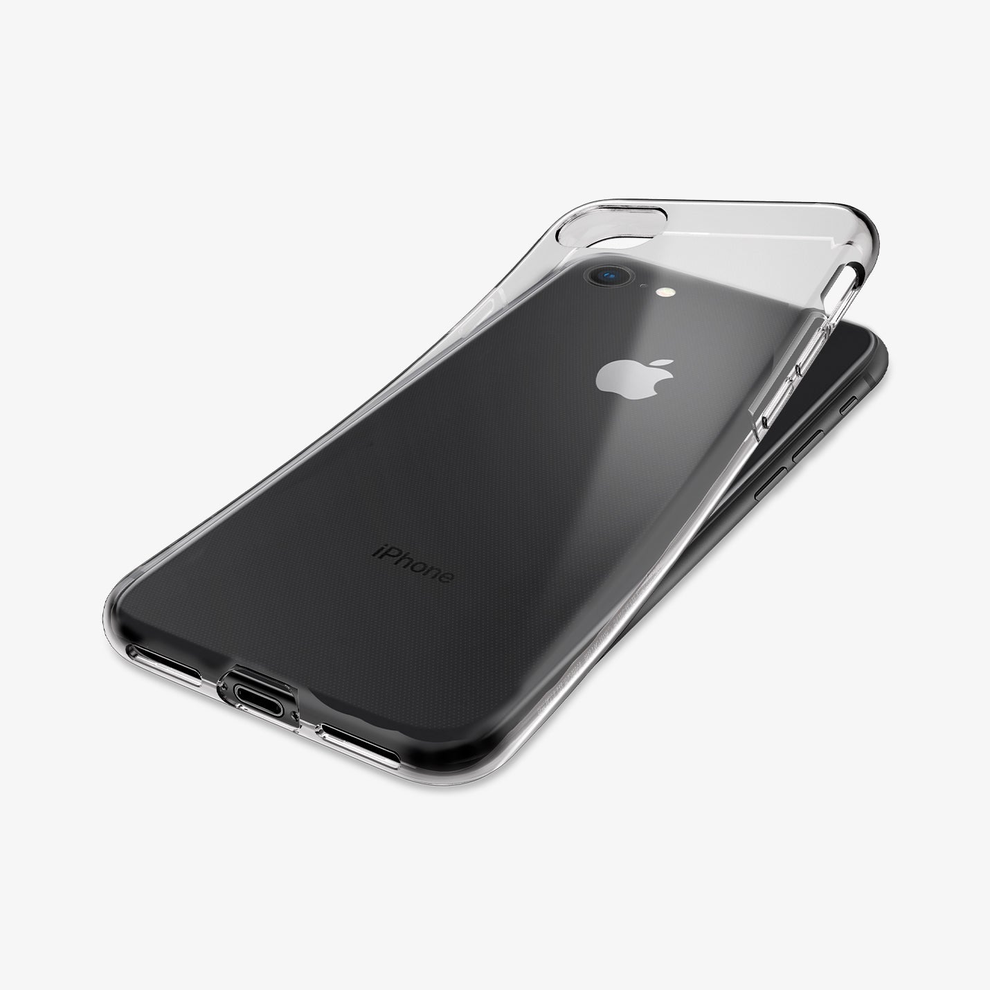 ACS00942 - iPhone SE Liquid Crystal case in clear showing the back laying flat
