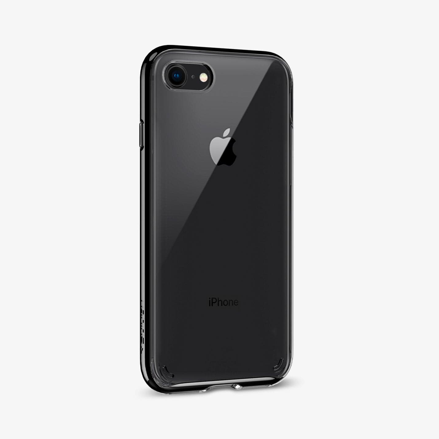 054CS22367 - iPhone 8 Series Neo Hybrid Crystal Case in Jet Black showing the back partial side