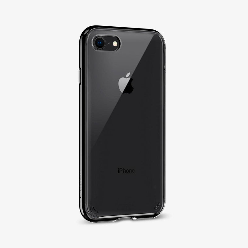 054CS22367 - iPhone 7 Series Neo Hybrid Crystal Case in Jet Black showing the back, partial side