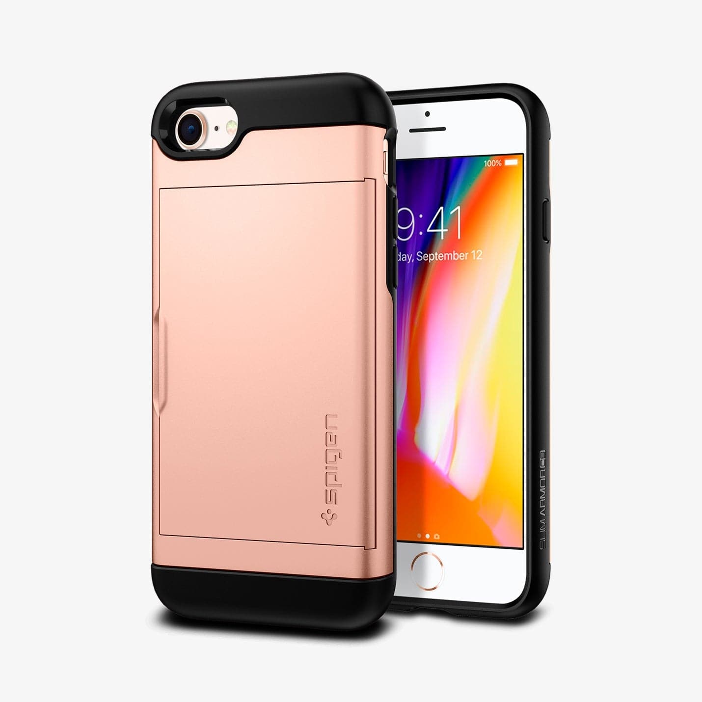 054CS22570 - iPhone 7 Series Slim Armor CS Case in Blush Gold showing the back and partial front