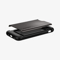 042CS20453 - iPhone 7 Series Slim Armor CS Case in Gunmetal showing the back cover hovering above the back case