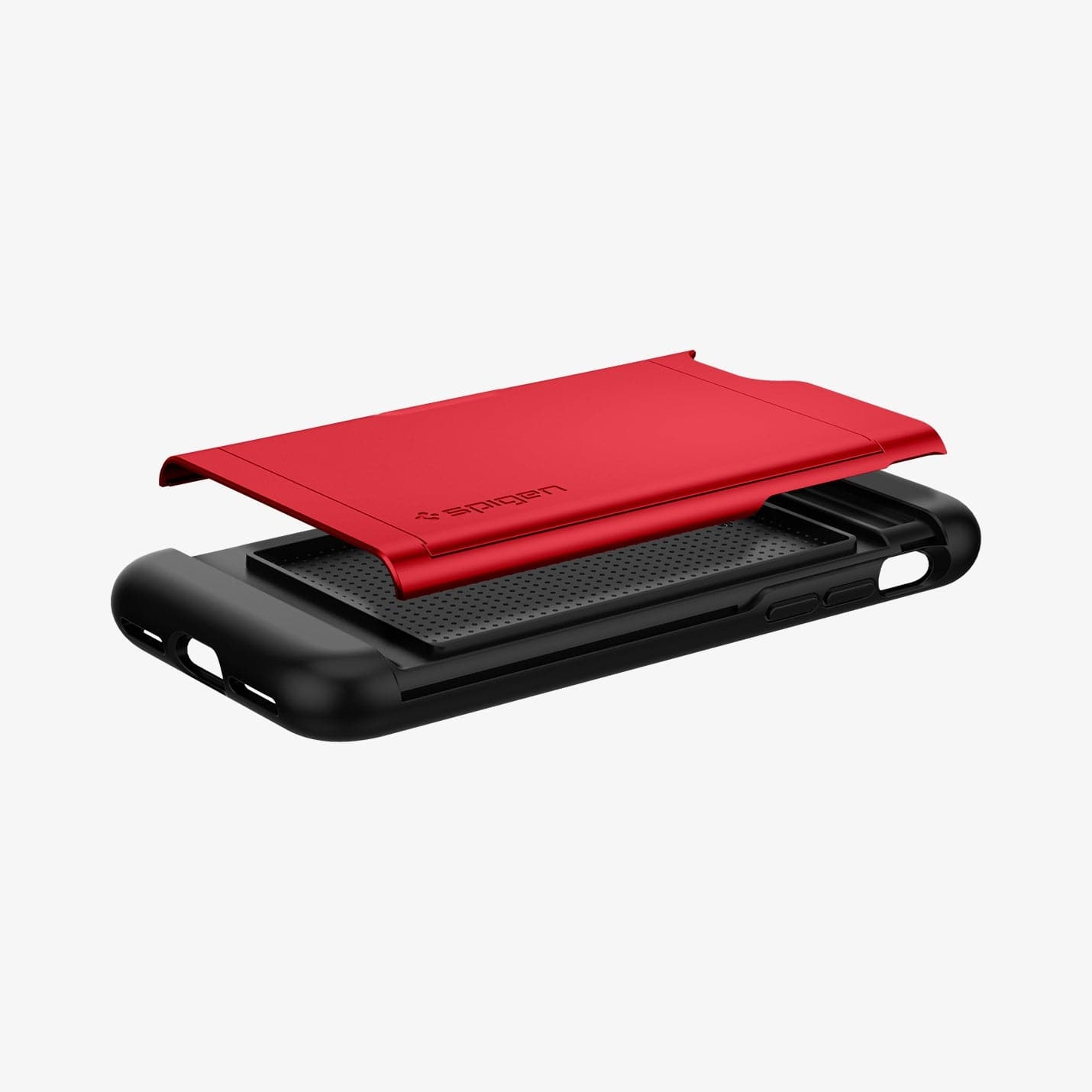 042CS21725 - iPhone 7 Series Slim Armor CS Case in Red showing the back cover hovering above the back case