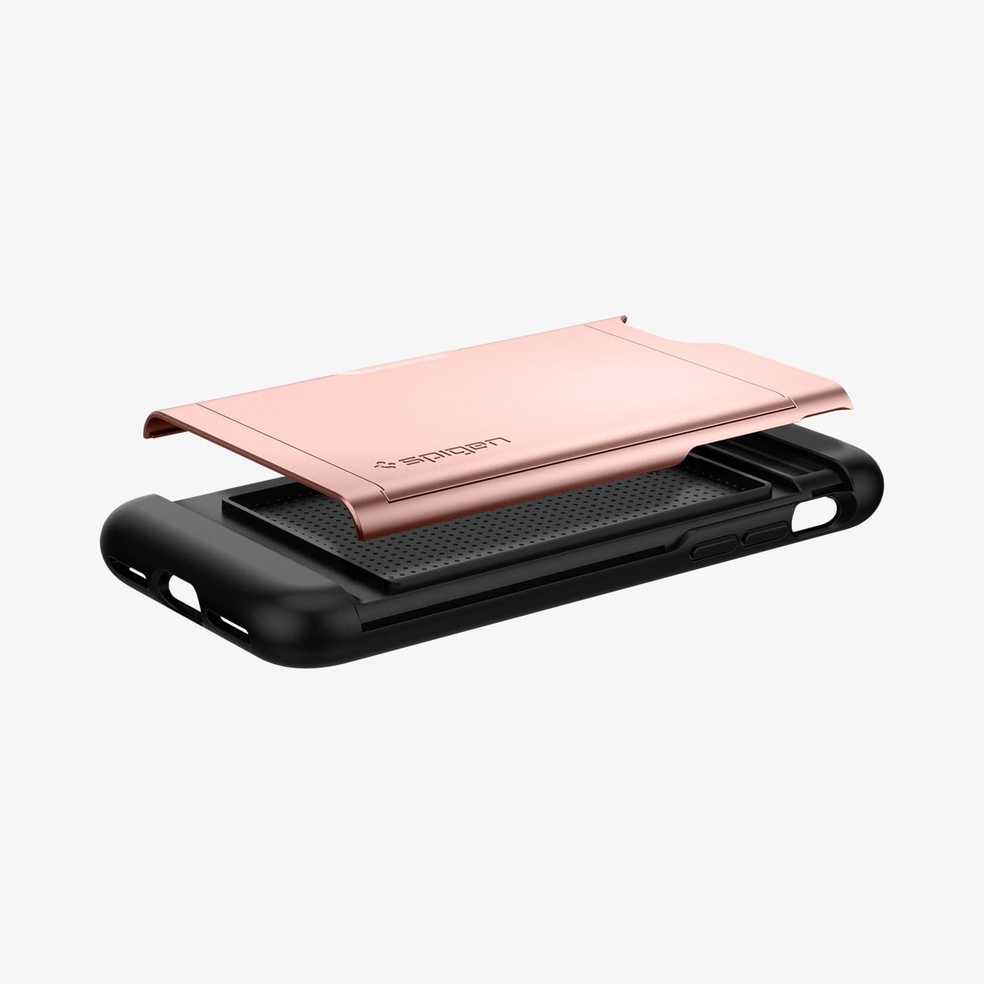 042CS20454 - iPhone 7 Series Slim Armor CS Case in Rose Gold showing the back cover hovering above the back case