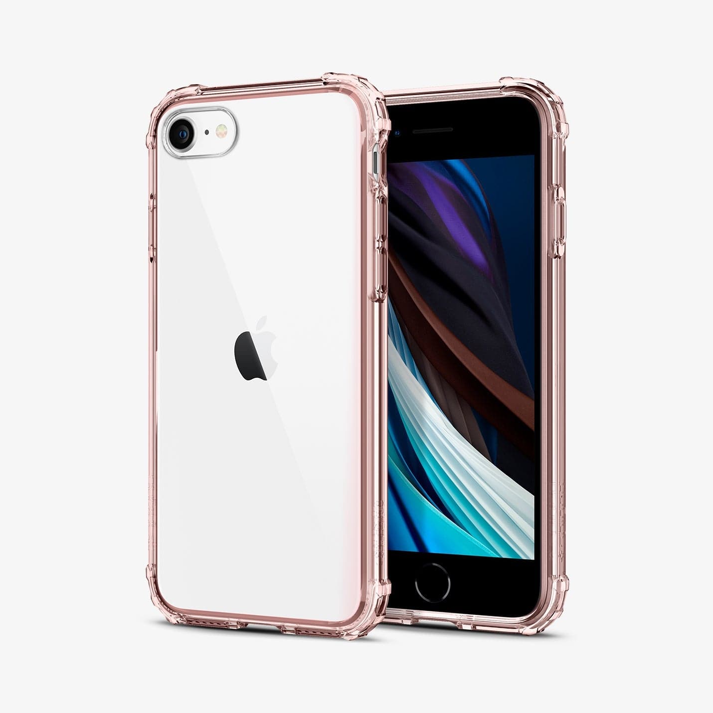 042CS20308 - iPhone 8 Case Crystal Shell in rose crystal showing the back and front