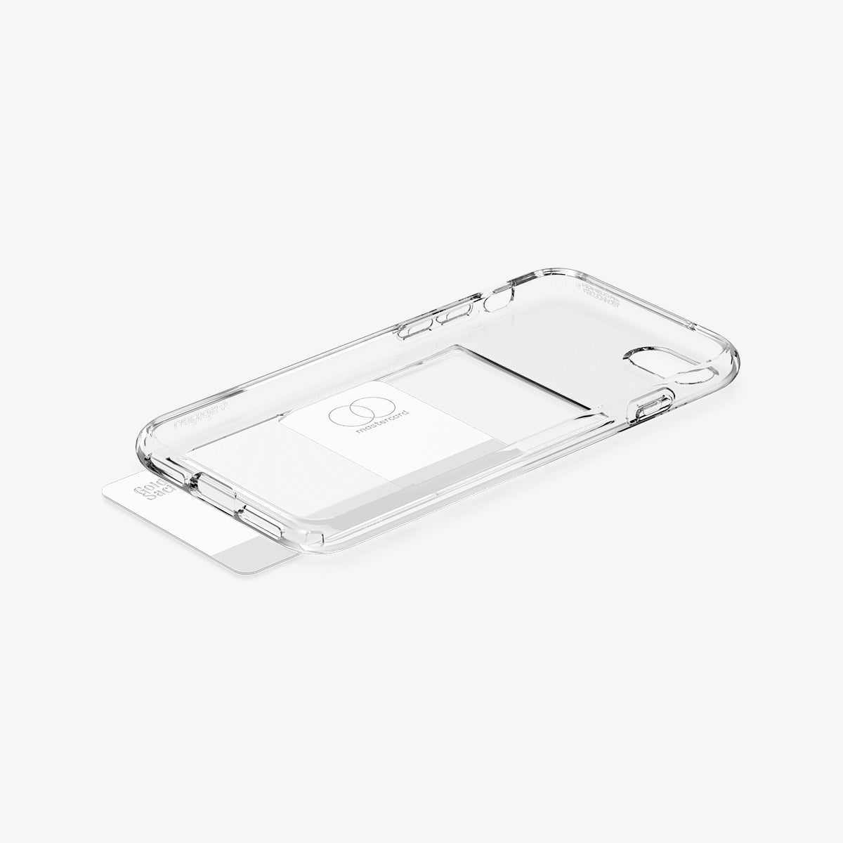 ACS04359 - iPhone SE Card Slot Case in crystal clear laying flat