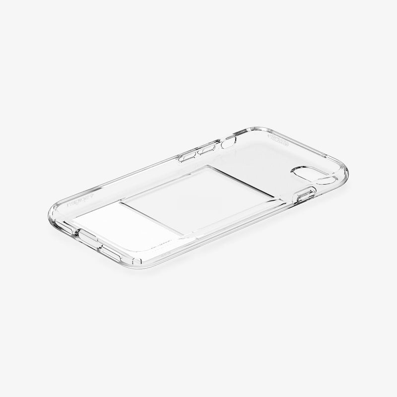 ACS04359 - iPhone SE Card Slot Case in crystal clear laying flat with a card