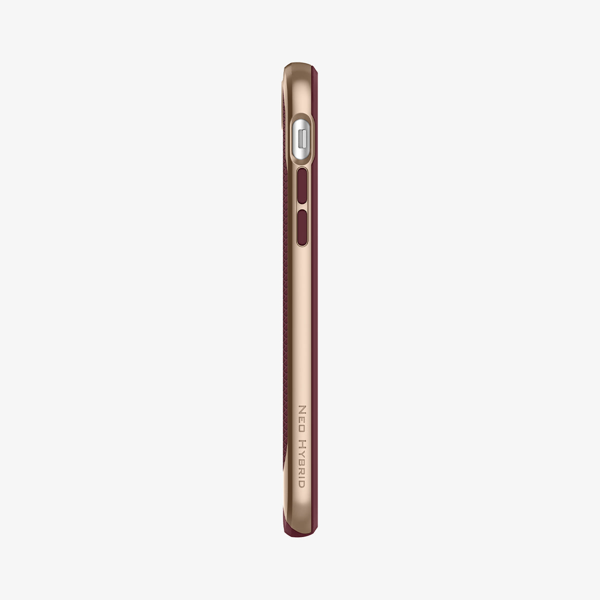 054CS22198 - iPhone SE Neo Hybrid Herringbone case in burgundy showing the side