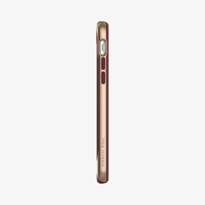 054CS22198 - iPhone SE Neo Hybrid Herringbone case in burgundy showing the side