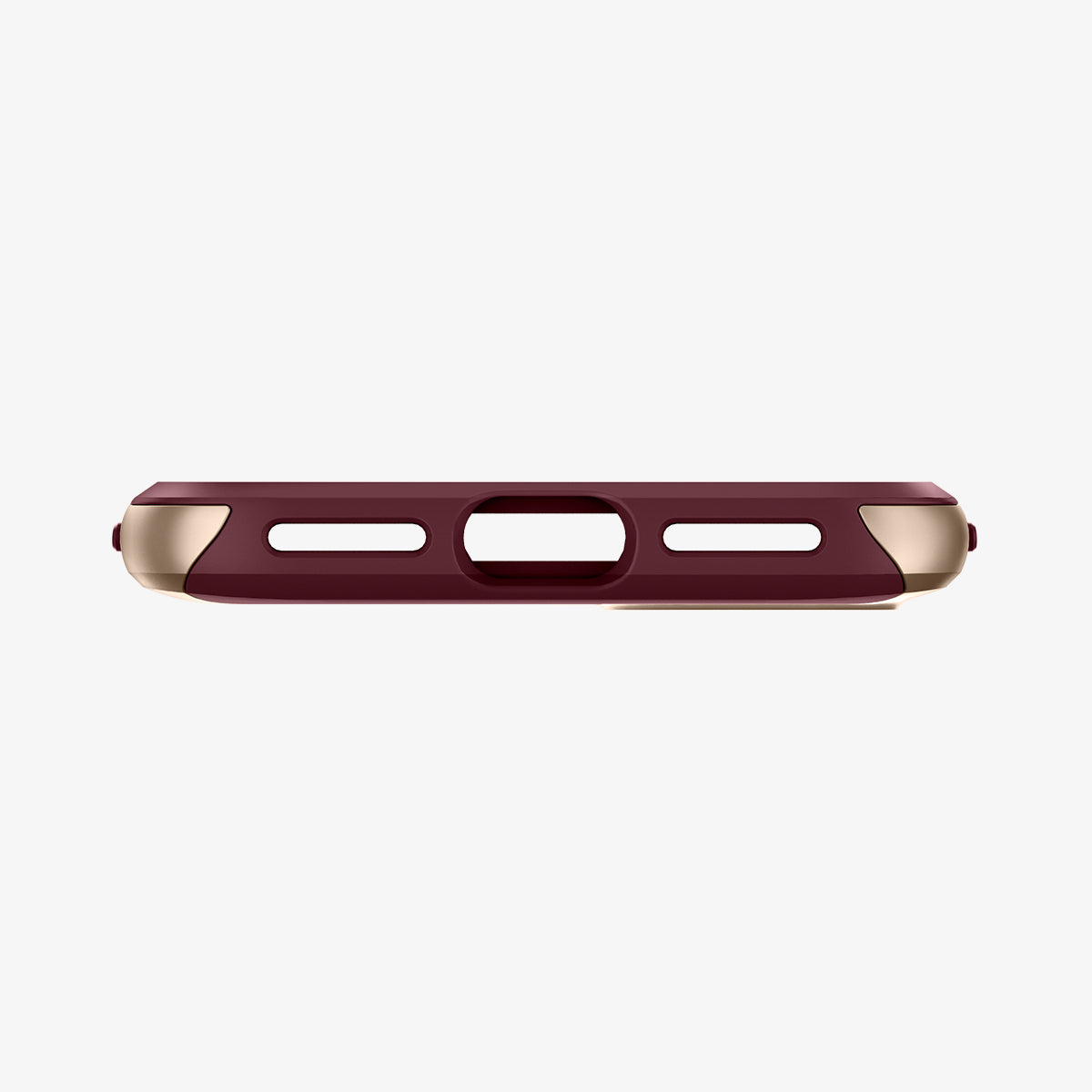 054CS22198 - iPhone SE Neo Hybrid Herringbone case in burgundy showing the bottom