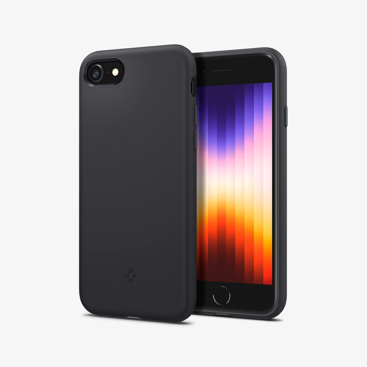 ACS04349 - iPhone SE Silicone Fit case in black showing the back and front