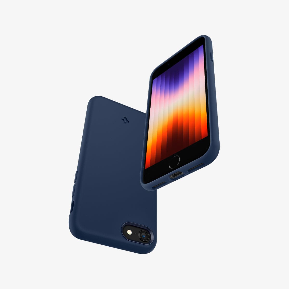 ACS04350 - iPhone 7 Series Silicone Fit Case in Navy Blue showing the front, back and partial sides