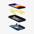 ACS04347 - iPhone 7 Series Tough Armor Case in Navy Blue showing the device hovering above the impact foam of case, back and hard layer