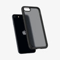 ACS04353 - iPhone 7 Series Ultra Hybrid Case in Frost Black showing the back case hovering the device
