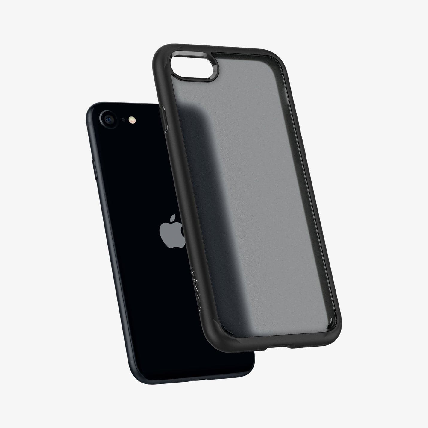 ACS04353 - iPhone 7 Series Ultra Hybrid Case in Frost Black showing the back case hovering the device