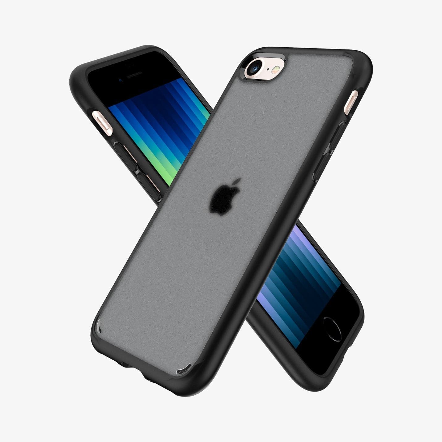 ACS04353 - iPhone 8 Series Ultra Hybrid Case in Frost Black showing the back, paralleled another showing front